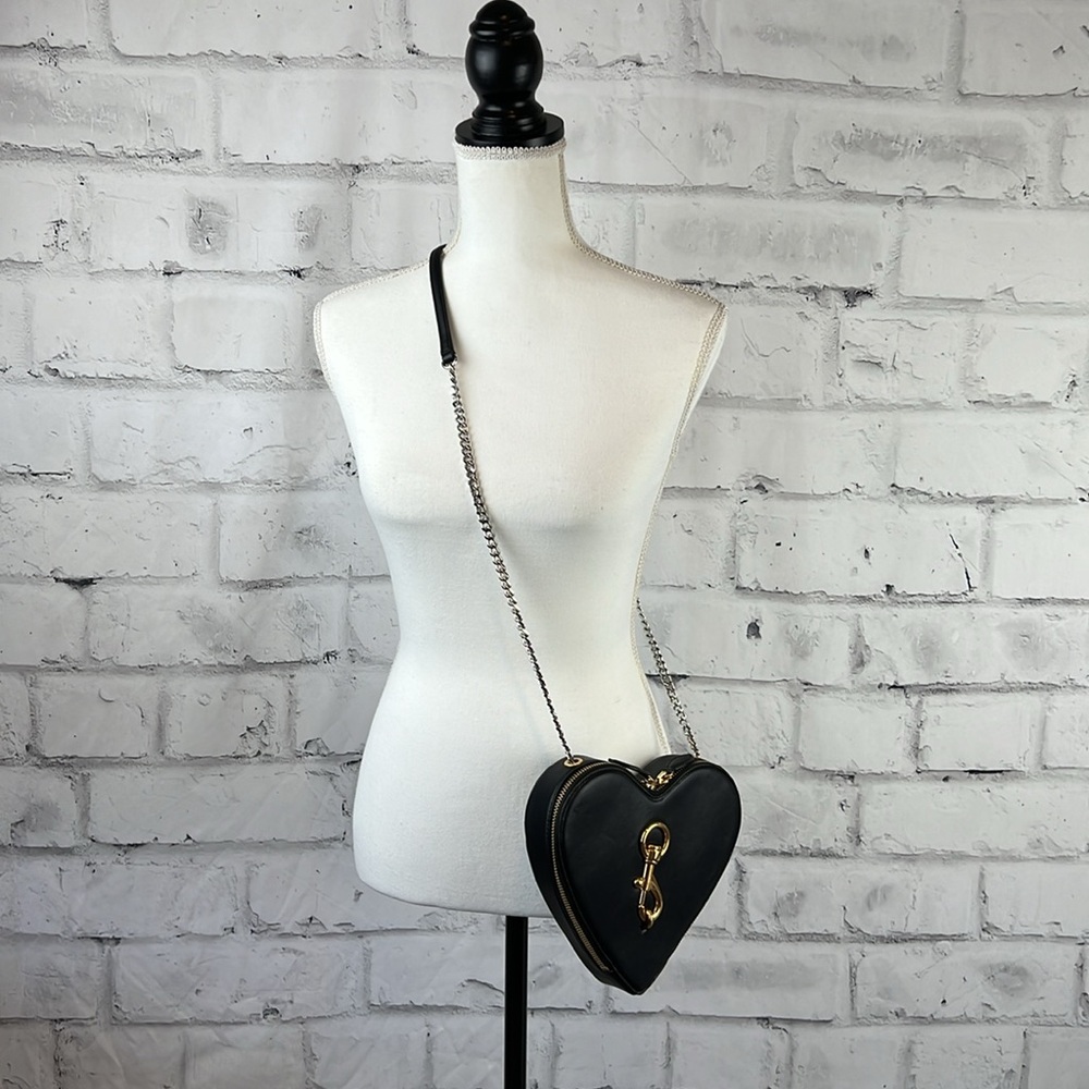 Rebecca Minkoff Heart Crossbody Bag Black Gold Silver - Picture 10 of 16